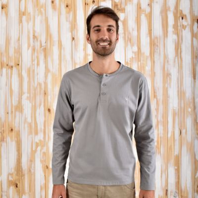 Picture of Henley 100% Cotton Gray Tshirt