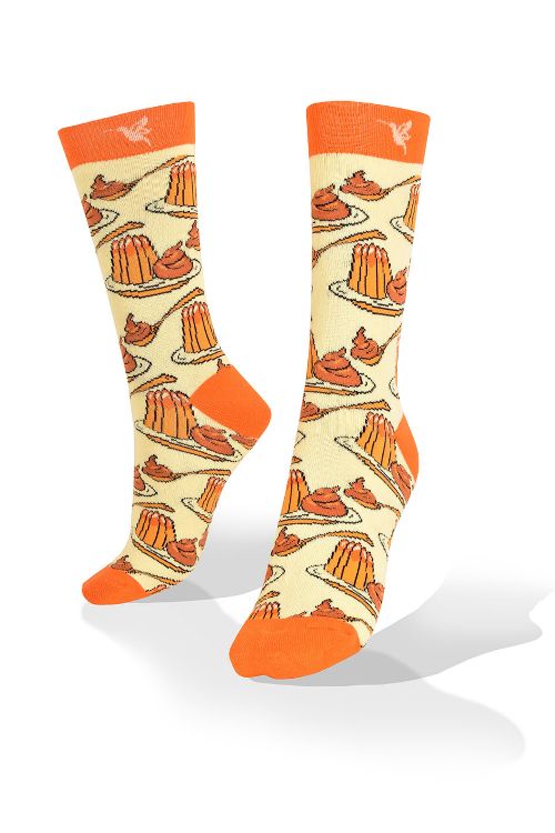 Picture of Flan Dessert with Dulce de Leche Exclusive Aves del Plata™ Design Socks 