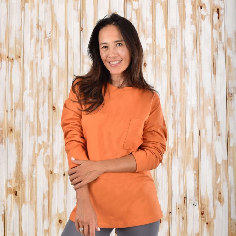 Picture of 100% Cotton Brick  Long Sleeve  T Shirt with Pocket