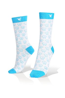 Picture of Teeth on White and Turquoise Socks