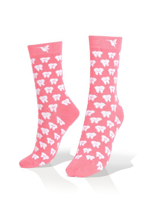 Picture of Teeth on Fuchsia Pink Socks