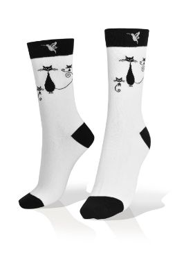 Picture of Black Cats on White Socks