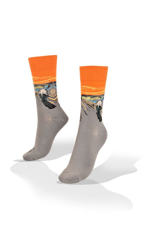 Picture of Munch Scream on Gray Art Socks