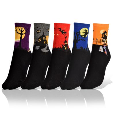 Picture of Halloween set of 5 Socks with Moon and Witch
